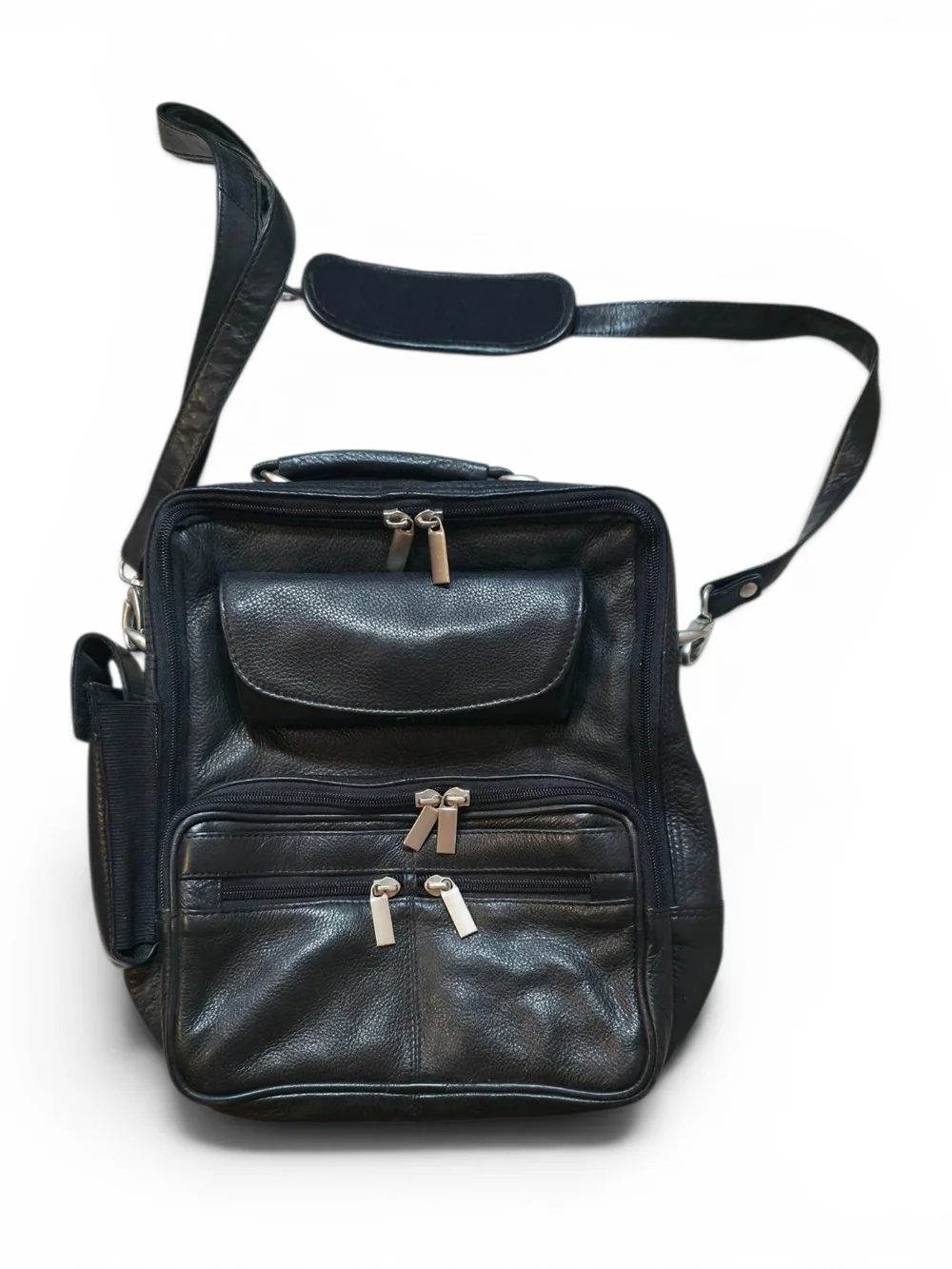 Wilsons Leather Black Leather Messenger Crossbody Bag